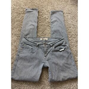 Levis 524 Skinny Jeans Womens 3M W26 L32 Blue White Railroad Stripe Low Rise